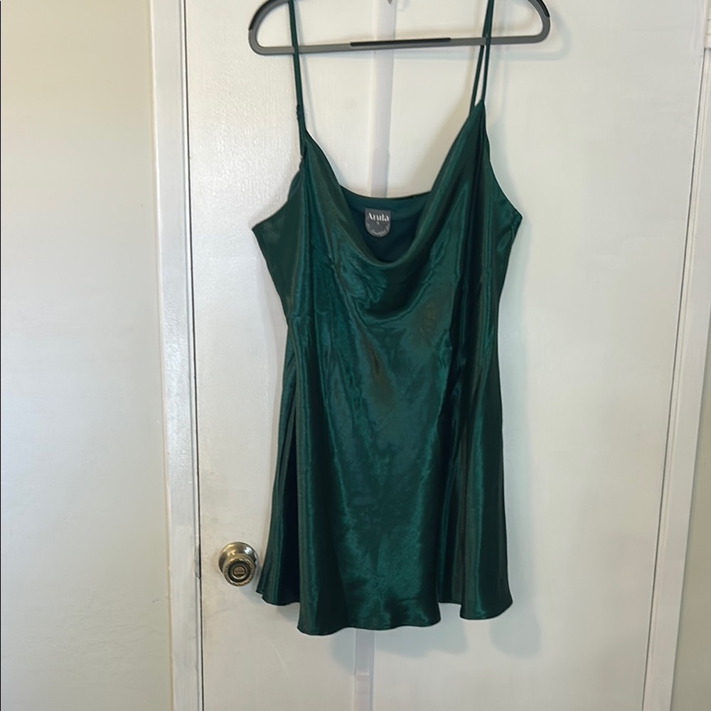 ARULA Green Asymmetrical Camisole Dress